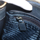 PRADA Chain Shoulder Bag Leather Navy Gold Auth 177855A-20