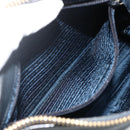 PRADA Chain Shoulder Bag Leather Navy Gold Auth 177855A-21