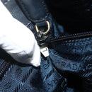 PRADA Chain Shoulder Bag Leather Navy Gold Auth 177855A-12