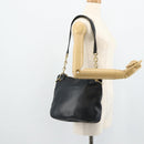 PRADA Chain Shoulder Bag Leather Navy Gold Auth 177855A-22