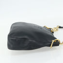 PRADA Chain Shoulder Bag Leather Navy Gold Auth 177855A-4