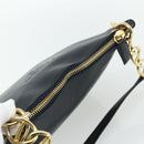 PRADA Chain Shoulder Bag Leather Navy Gold Auth 177855A-6