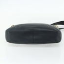 PRADA Chain Shoulder Bag Leather Navy Gold Auth 177855A-5