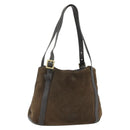 LOEWE Anagram Tote Bag Suede Brown Gold Auth 177858A-1