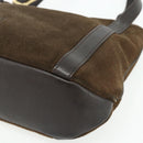 LOEWE Anagram Tote Bag Suede Brown Gold Auth 177858A-9