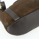 LOEWE Anagram Tote Bag Suede Brown Gold Auth 177858A-14