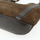 LOEWE Anagram Tote Bag Suede Brown Gold Auth 177858A-15