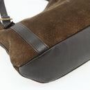 LOEWE Anagram Tote Bag Suede Brown Gold Auth 177858A-16