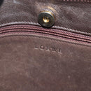 LOEWE Anagram Tote Bag Suede Brown Gold Auth 177858A-17