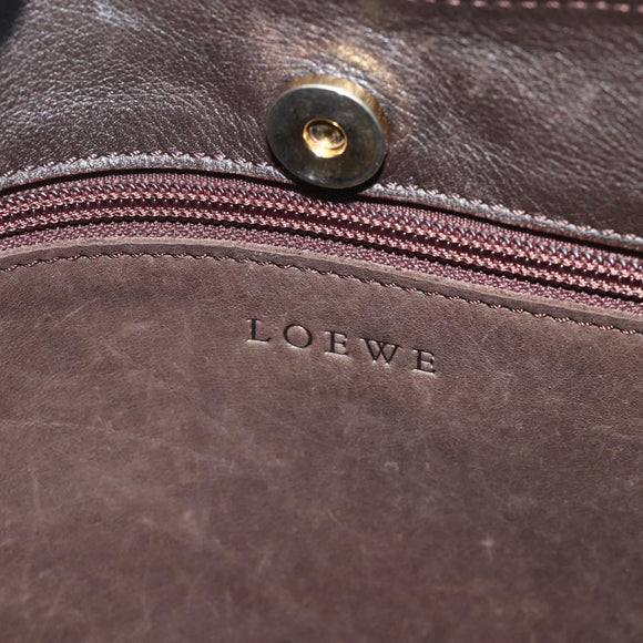 LOEWE Anagram Tote Bag Suede Brown Gold Auth 177858A