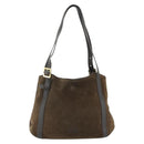 LOEWE Anagram Tote Bag Suede Brown Gold Auth 177858A-13