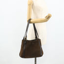 LOEWE Anagram Tote Bag Suede Brown Gold Auth 177858A-21
