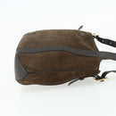 LOEWE Anagram Tote Bag Suede Brown Gold Auth 177858A-4
