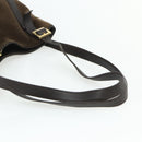 LOEWE Anagram Tote Bag Suede Brown Gold Auth 177858A-7