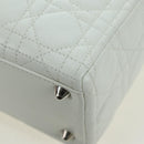 Christian Dior Lady Dior Canage Bag Lamb Skin 2way White Silver Auth 177862SAM-19