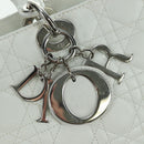 Christian Dior Lady Dior Canage Bag Lamb Skin 2way White Silver Auth 177862SAM-20