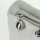 Christian Dior Lady Dior Canage Bag Lamb Skin 2way White Silver Auth 177862SAM-21