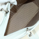 Christian Dior Lady Dior Canage Bag Lamb Skin 2way White Silver Auth 177862SAM-11