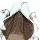 Christian Dior Lady Dior Canage Bag Lamb Skin 2way White Silver Auth 177862SAM-23