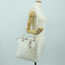 Christian Dior Lady Dior Canage Bag Lamb Skin 2way White Silver Auth 177862SAM-27