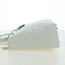 Christian Dior Lady Dior Canage Bag Lamb Skin 2way White Silver Auth 177862SAM-3