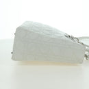 Christian Dior Lady Dior Canage Bag Lamb Skin 2way White Silver Auth 177862SAM-4