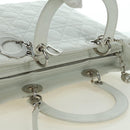 Christian Dior Lady Dior Canage Bag Lamb Skin 2way White Silver Auth 177862SAM-6