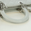 Christian Dior Lady Dior Canage Bag Lamb Skin 2way White Silver Auth 177862SAM-7
