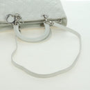 Christian Dior Lady Dior Canage Bag Lamb Skin 2way White Silver Auth 177862SAM-8
