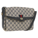 GUCCI GG Supreme Sherry Line Shoulder Bag PVC Navy Gold 904 02 084 Auth 177864-1