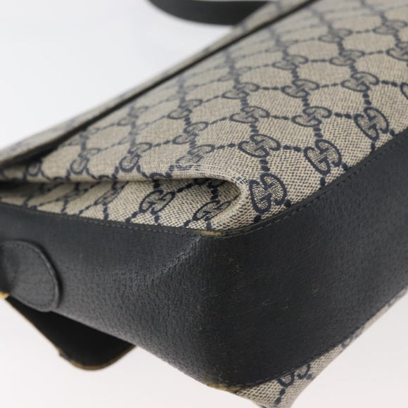 GUCCI GG Supreme Sherry Line Shoulder Bag PVC Navy Gold 904 02 084 Auth 177864