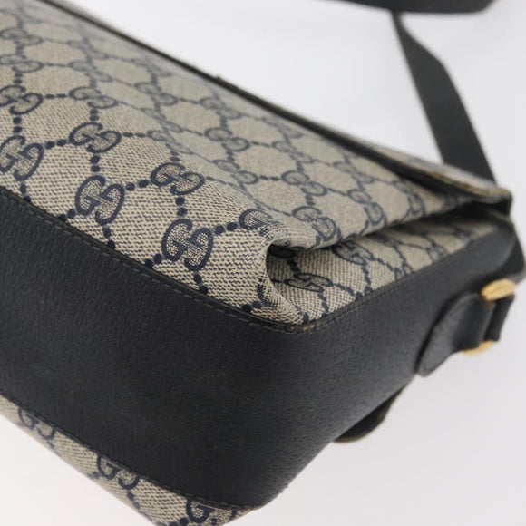 GUCCI GG Supreme Sherry Line Shoulder Bag PVC Navy Gold 904 02 084 Auth 177864
