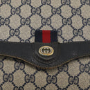 GUCCI GG Supreme Sherry Line Shoulder Bag PVC Navy Gold 904 02 084 Auth 177864-18