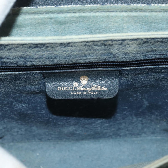 GUCCI GG Supreme Sherry Line Shoulder Bag PVC Navy Gold 904 02 084 Auth 177864
