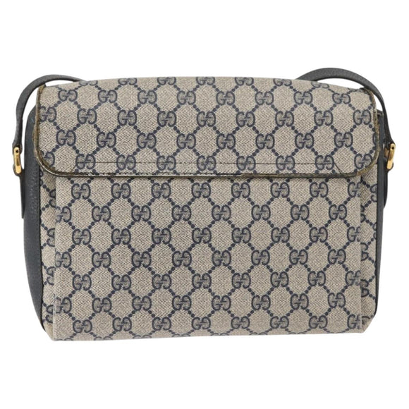 GUCCI GG Supreme Sherry Line Shoulder Bag PVC Navy Gold 904 02 084 Auth 177864