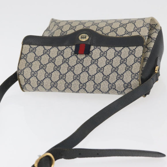 GUCCI GG Supreme Sherry Line Shoulder Bag PVC Navy Gold 904 02 084 Auth 177864