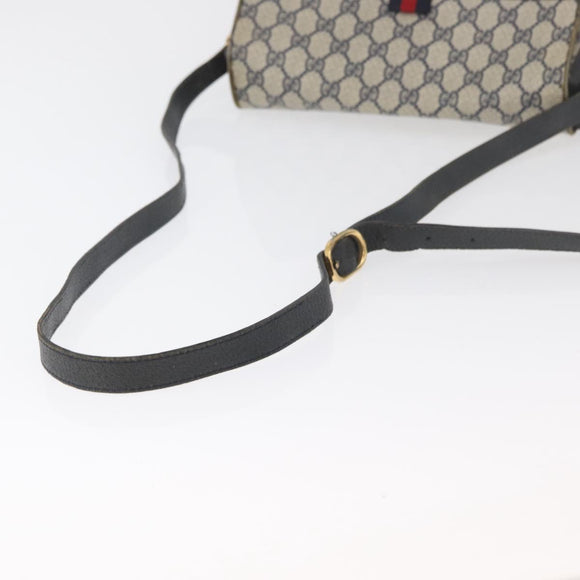 GUCCI GG Supreme Sherry Line Shoulder Bag PVC Navy Gold 904 02 084 Auth 177864