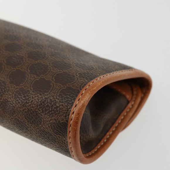 CELINE Macadam Canvas Pouch PVC Leer Bruin Goud Auth 177871A