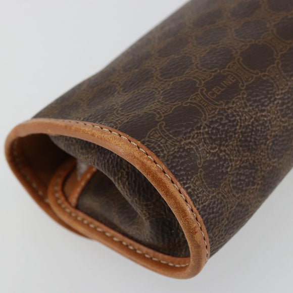 CELINE Macadam Canvas Pouch PVC Leer Bruin Goud Auth 177871A