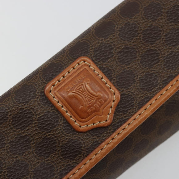 CELINE Macadam Canvas Pouch PVC Leer Bruin Goud Auth 177871A