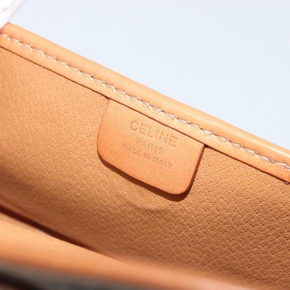 CELINE Macadam Canvas Pouch PVC Leer Bruin Goud Auth 177871A