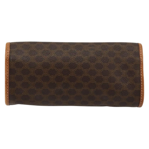 CELINE Macadam Canvas Pouch PVC Leer Bruin Goud Auth 177871A