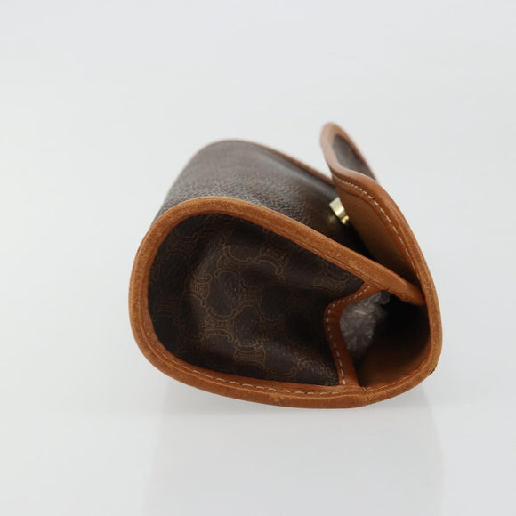 CELINE Macadam Canvas Pouch PVC Leer Bruin Goud Auth 177871A