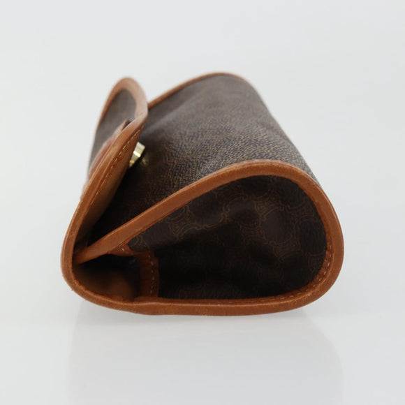 CELINE Macadam Canvas Pouch PVC Leer Bruin Goud Auth 177871A