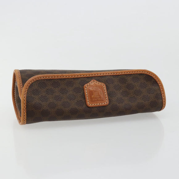CELINE Macadam Canvas Pouch PVC Leer Bruin Goud Auth 177871A