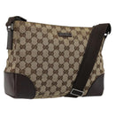 GUCCI GG Canvas Shoulder Bag Beige Silver 114273 Auth 177872-1