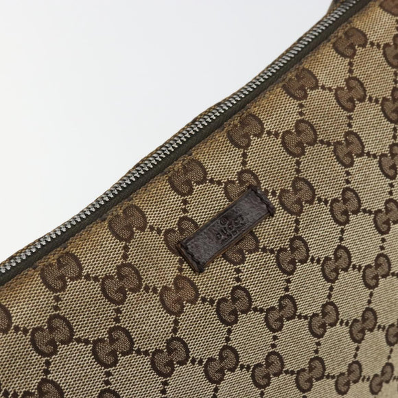 GUCCI GG Canvas Shoulder Bag Beige Silver 114273 Auth 177872