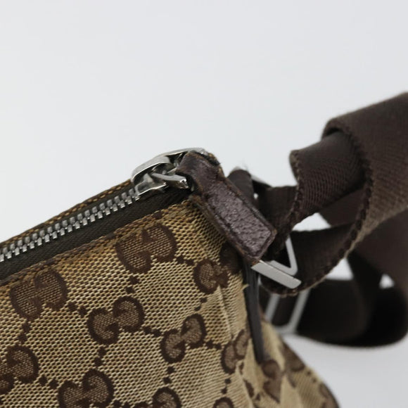 GUCCI GG Canvas Shoulder Bag Beige Silver 114273 Auth 177872