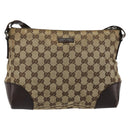 GUCCI GG Canvas Shoulder Bag Beige Silver 114273 Auth 177872-13