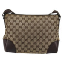 GUCCI GG Canvas Shoulder Bag Beige Silver 114273 Auth 177872-2